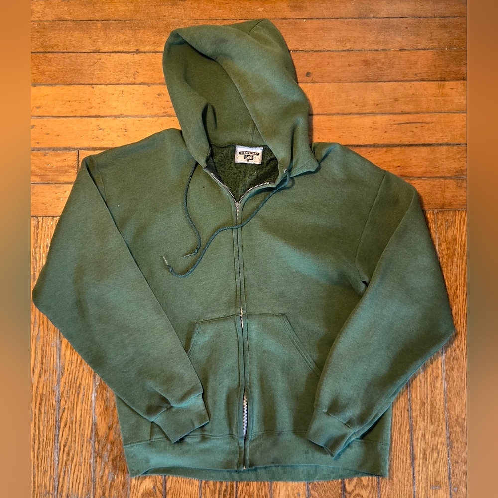 VTG 90s Faded Lee Heavyweight Green Hoodie M/L
